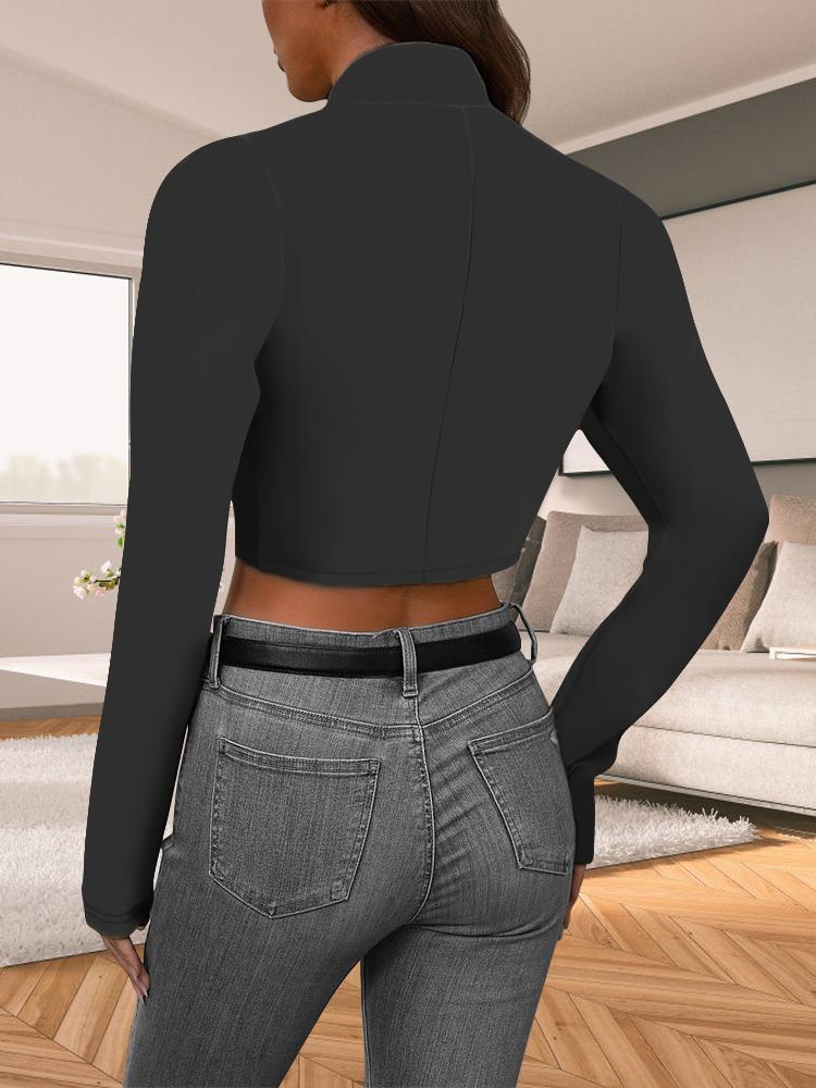 Fashionable Women's Clothing Solid Color Long Sleeved Temperament Short Jacket Casual Versatile Suit