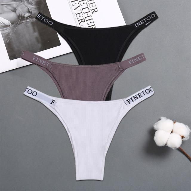 FINETOO 3PCS/Set Women's Lingerie Panties Cotton Gstring Female Underpants Sexy Letter Panties Thong Pantys Underwear Intimates