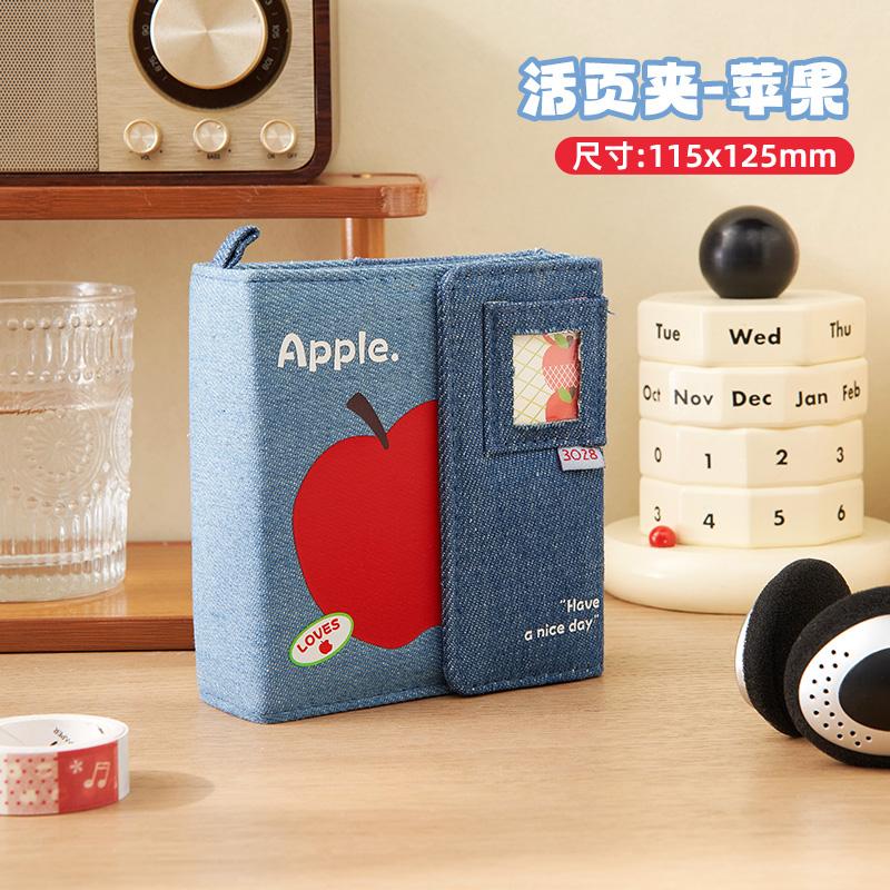 Джинсовый журнал Apple - Переплет M5 для K-pop фотокарточек 3", Polaroid, Заметок, Скрапбукинга и Хранения карточек Ins Модный блокнот