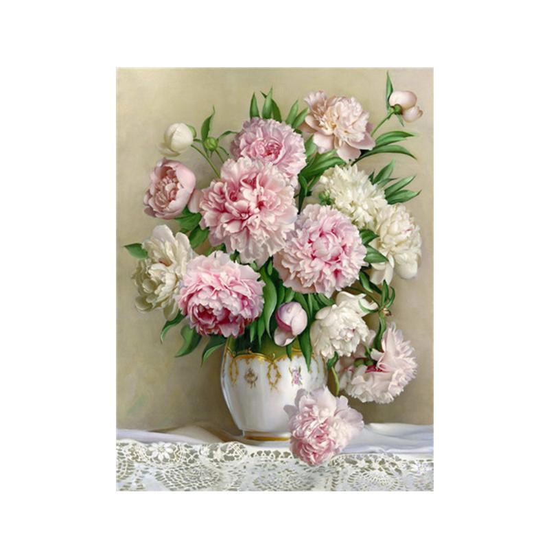 Diamond Painting 5d Diy Set Rose Vase Cross Stitch Kit Embroidery Diamond Mosaic Flower Picture Of Rhinestones Home Decoration