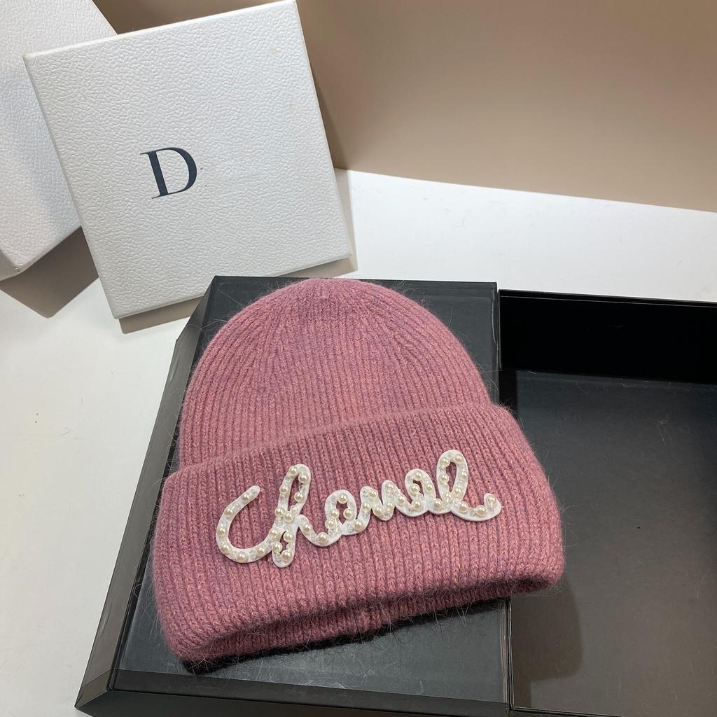 Жемчужная Шляпа Кроличий Мех Теплая Вязаная Шапка Женская Модная Зимняя Холодная Шапка Увеличить И Удлинить Двухслойные Края Шапка