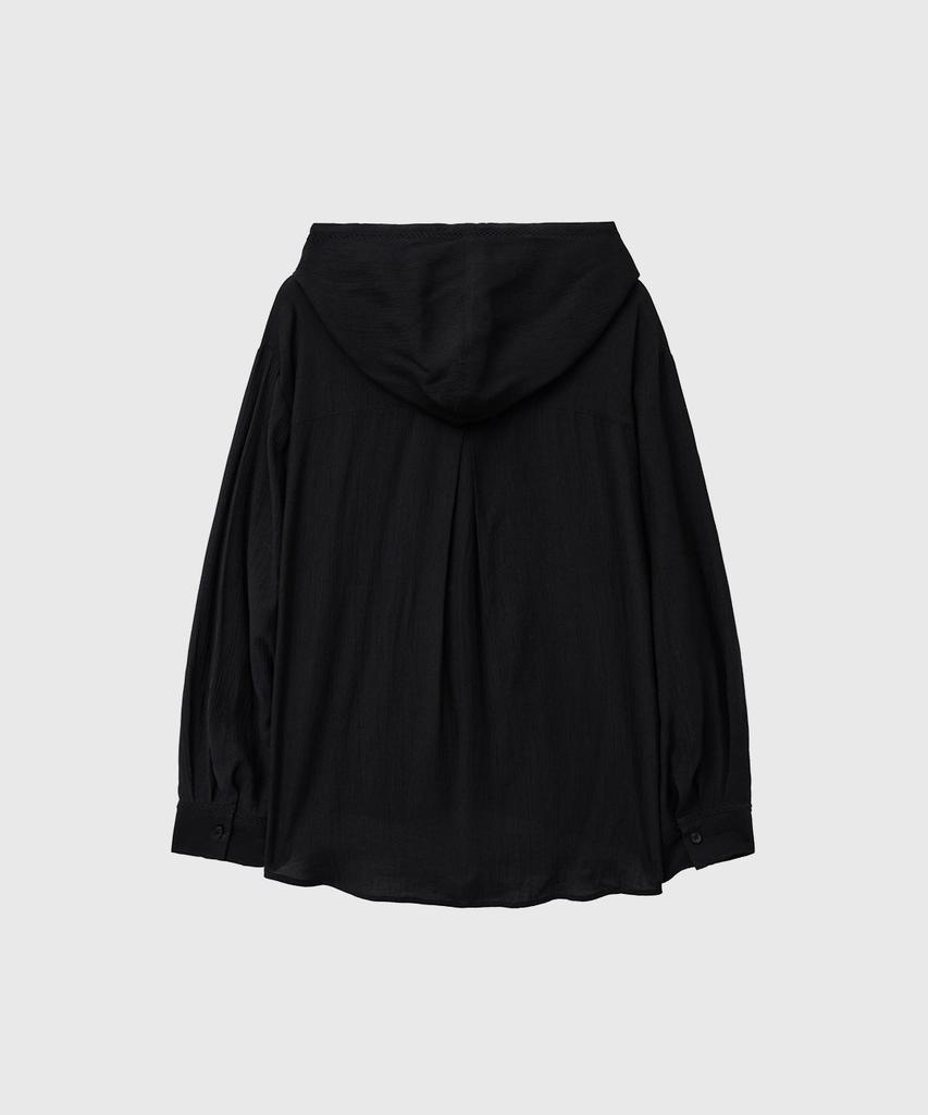 GENERALIDEA Summer Loose Fit Wrinkle Hooded Shirt [Black] / Gf1Lsh512