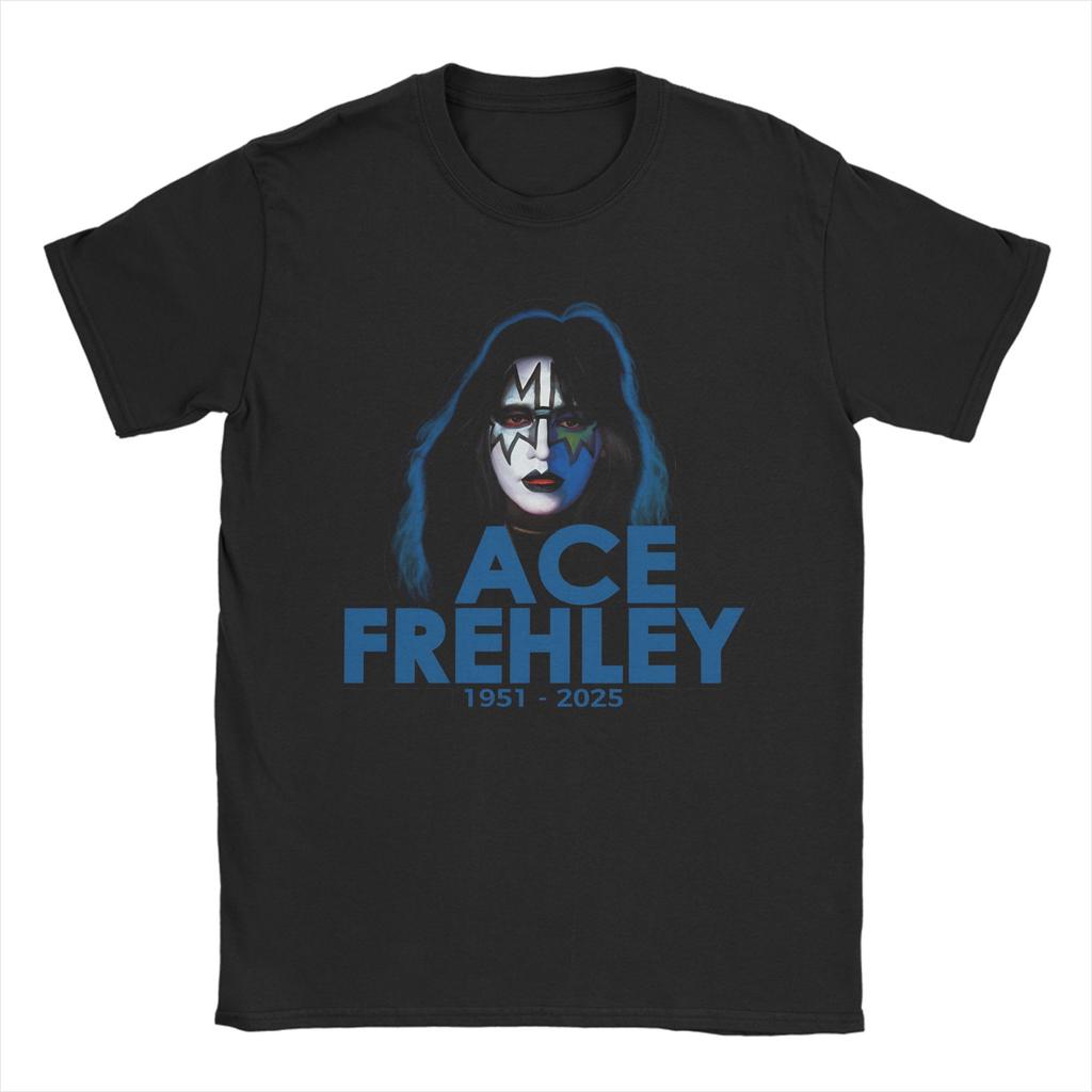 Rip Ace Frehley Космонавт 1951-2025 группа kiss Одежда Мужчины Женщины Футболка 100% Хлопок Футболка Новое Поступление Футболка Одежда