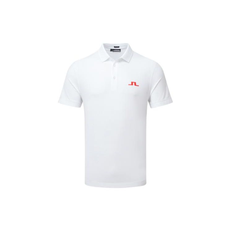 J.Lindeberg Solid Polo Collar Short Sleeve Polo Shirt Men tops White GMJT07619-0000