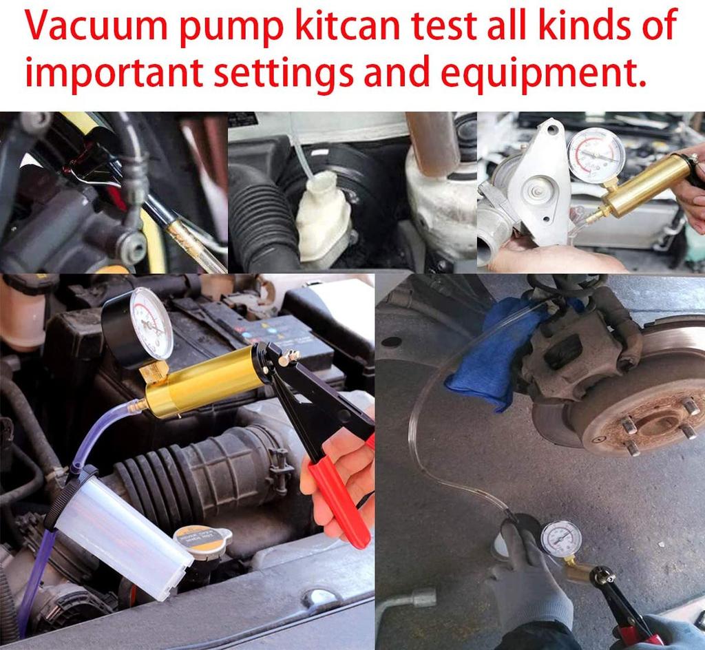 2 в 1 ручной вакуумный насос для слива тормозной жидкости, комплект для проверки вакуумного пистолета, портативный прочный алюминиевый вакуумный манометр