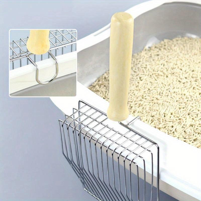 Cat Litter Scoop with Wooden Handle Dust-Free, Easy Clean & Stylish for Small Dog/Cat Toilets (Pet Waste Shovel)