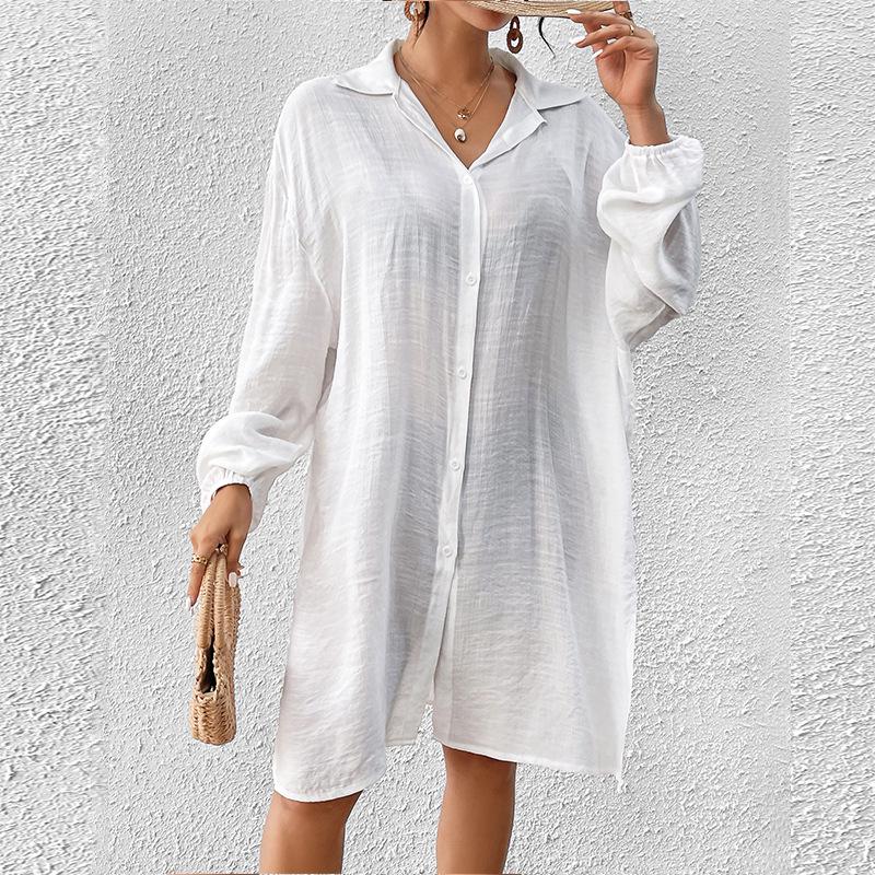 "Bamboo Cotton Long-Sleeve Beach Cover-Up Cardigan"