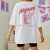 Negroni Women's Back Printed Retro Style Summer Cozy T-shirt Harajuku Street Clothing Pattern T-shirt Neutral Retro Clothing