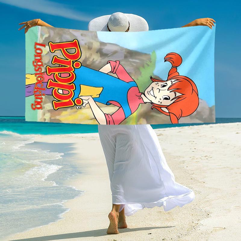 1Pc Pippi Adventure Beach Towel Microfiber Beach Towel Thin Absorbent For Beach Swimming Yoga Bath Sports 0917274