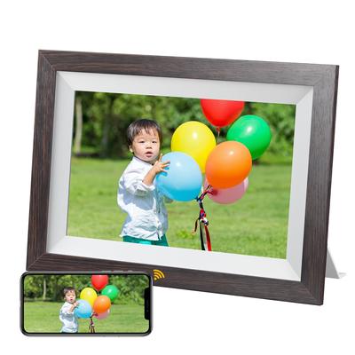 Kodak Деревянная цифровая фоторамка с Wi-Fi, 10-дюймовый сенсорный экран, 32 ГБ, воспроизведение, удаленная передача, обмен, совместимость со встроенной памятью SD на 32 ГБ