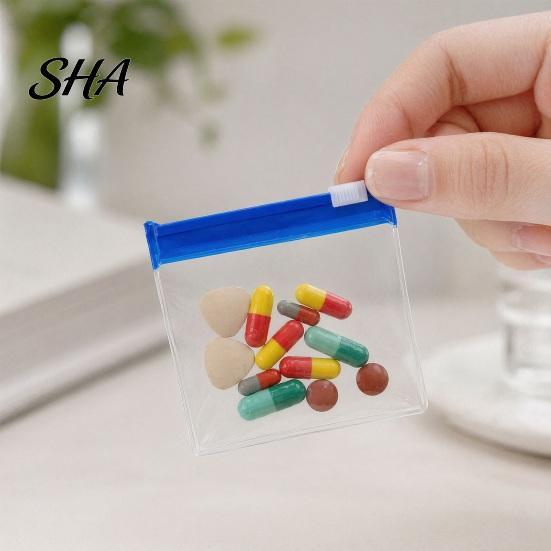 Mini Travel Pill Holder Slide Lock Medicine Bags, Compact Pouch Set, Self-sealing Zipper Reusable EVA Waterproof Storage Bag, for Small Items