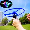 LED Flashing Plastic Pull String Flying Saucer Propeller Toy Disc Helicopetr