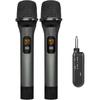 Wireless Microphone, UHF Cordless Dual Handheld Dynamic Mic Set with Rechargeable Receiver, for Karaoke Party, Voice Amplifier