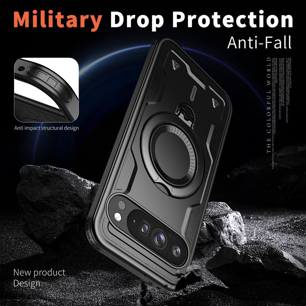 Противоударный бампер для Google Pixel 9 Pro XL 9A с магнитным кольцом-подставкой, чехол для телефона Google Pixel 10 Pro XL, двухслойная крышка