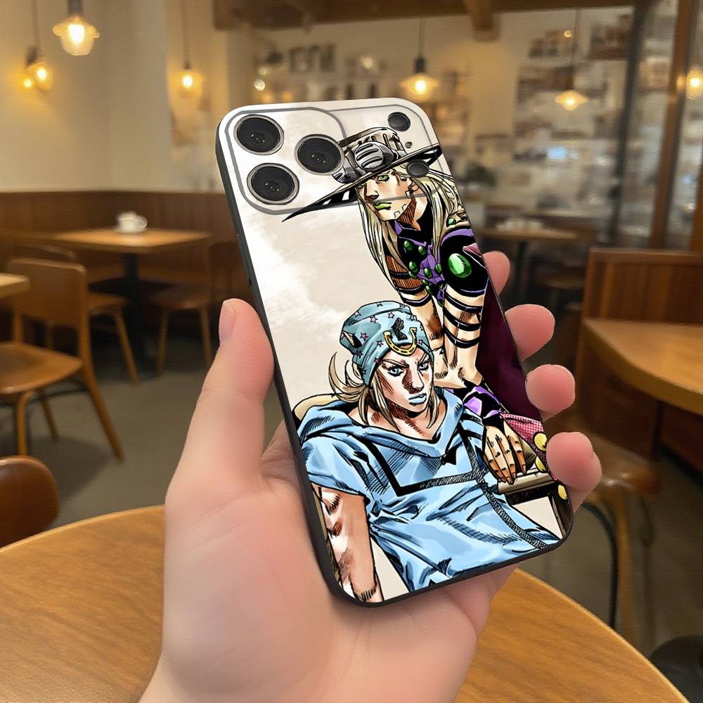 Чехол для телефона Johnny Joestar J-Jojo Для iPhone 17,16,15,14,13,12,11,Pro,XS,Max,XR,Plus,E,SE4,Mini Черный Мягкий чехол