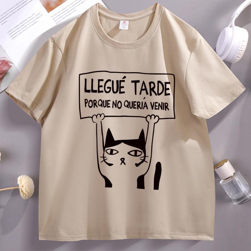 Funny Cat Graphic T Shirts Spanish Quote Print Tshirt Unisex Unisex Round Neck Short Sleeve Streetwear Tshirt Soft Breathable