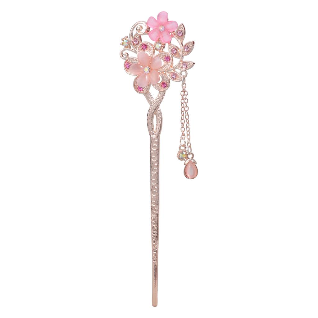 Elegant Crystal Filigree Hair Stick Buyao for Girls Ancient Chinese Hairpin Traditional Hanbiuk Decorative Cosplay
