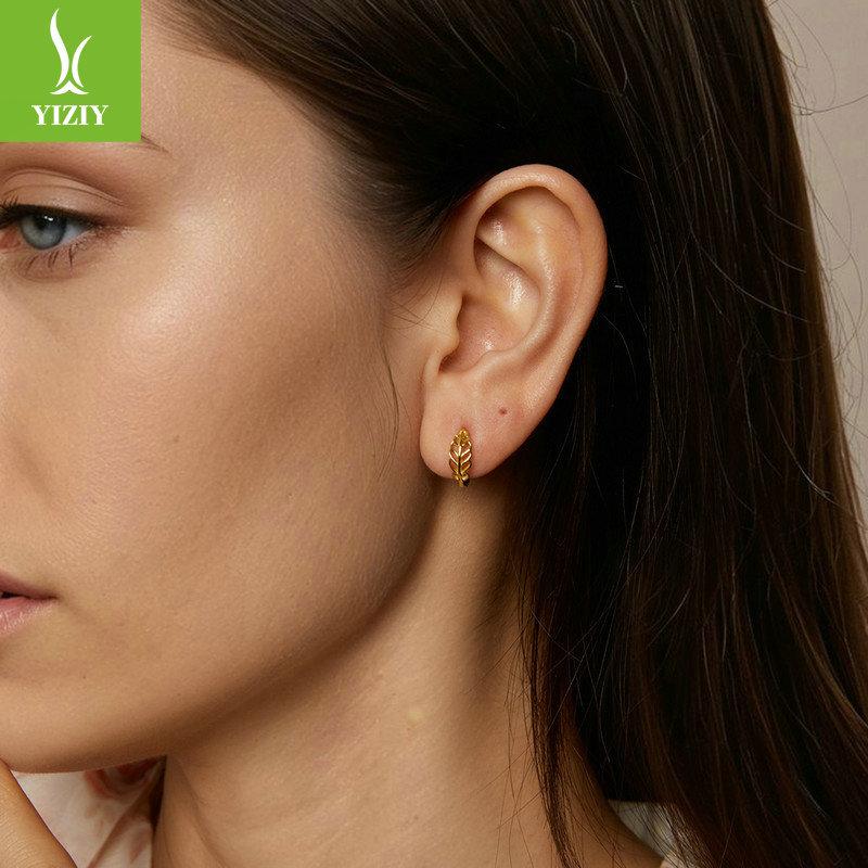 Осенние серьги-гвоздики с полыми листьями для женщин, простые, нишевые, высококачественные, из стерлингового серебра S925