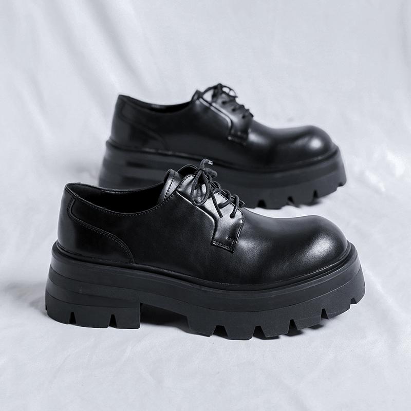 Fashion Men Casual Leather Derby Shoes Thick Bottom Handmade Designers Lace-Up Business Shoes Brand Classic Antiskid Formal Shoe