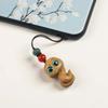 Mini New Year Carved Pendant Cyan Eyes Green Sandalwood Phone Chain Ornament Women