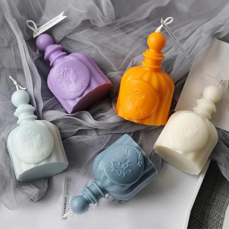 Флакон духов силиконовая форма для свечи своими руками ароматизированная ароматерапевтическая свеча 3D поделки эпоксидная смола форма для подсвечника
