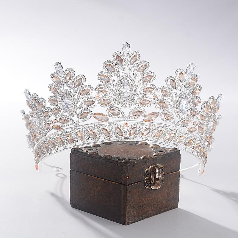 Королева Большие Короны Кристалл Свадебные Украшения Диадемы Барокко Стразы Драгоценности Дубайские Украшения Вечеринка Свадьбы Аксессуары Для Волос