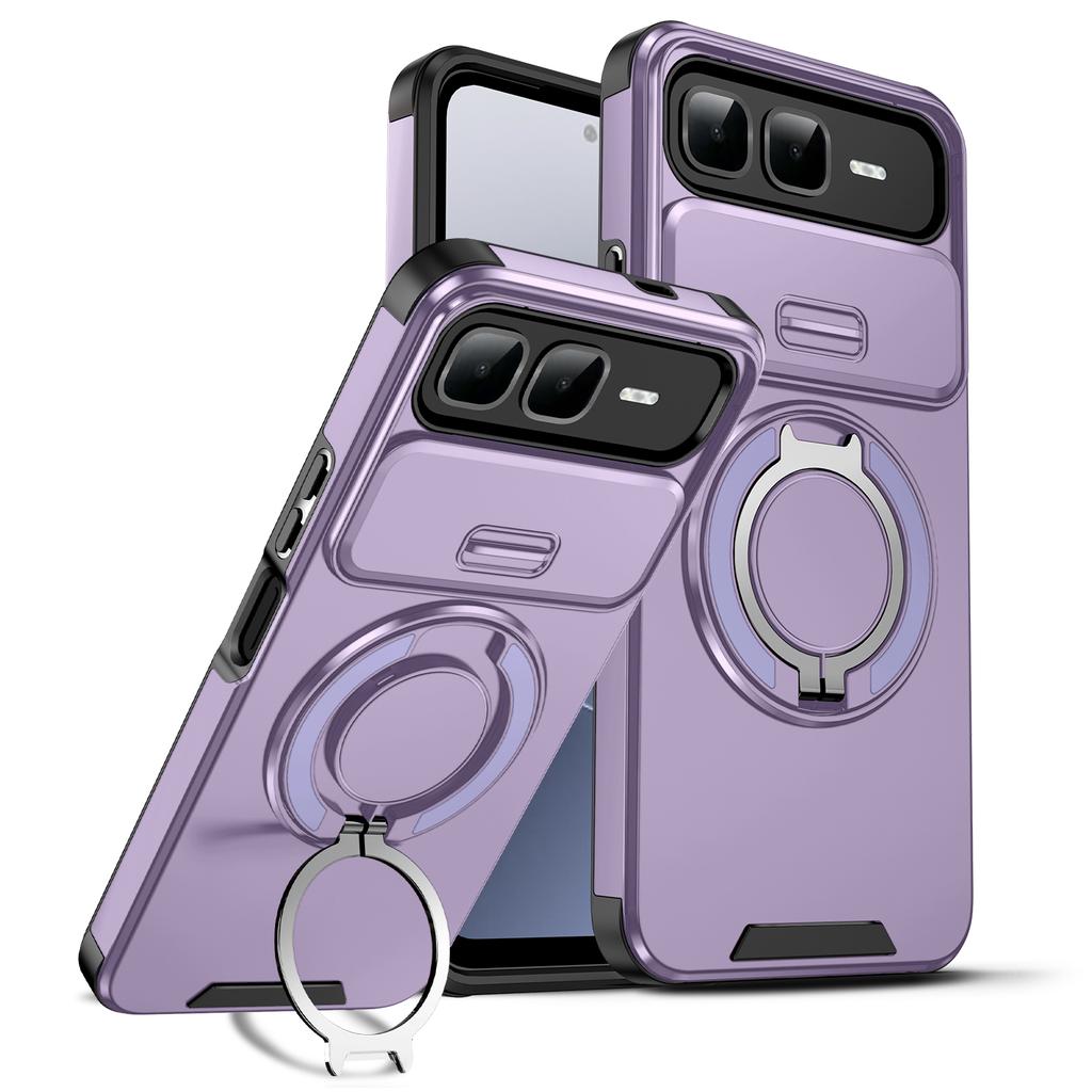 Магнитная подставка-кольцо Чехол для телефона Для Infinix Smart 10 Plus Защита объектива камеры-слайдера TPU рамка Жесткая пластиковая задняя крышка Fundas