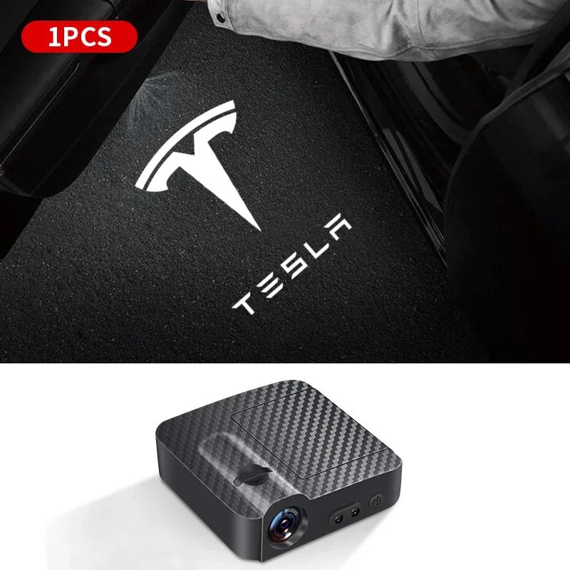 Автомобильная наклейка 2025 Новая Tesla 1/2 шт. Проектор на дверь автомобиля Светодиодные приветственные огни Декор для Tesla 3 S X Y Roadster Invader Coil Mod WYE Bon