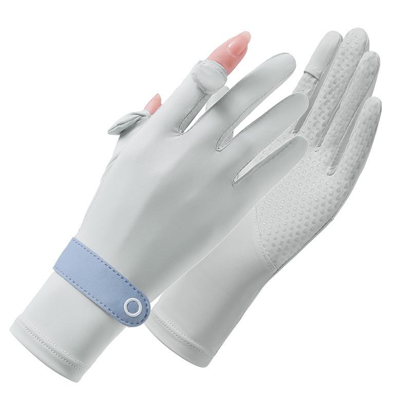 Sun Protection Gloves for Women Summer Coolness Outdoor Sun Protection Thin  Breathable  Anti Slip  Sports Cycling Ice Silk Finger Exposed Gloves