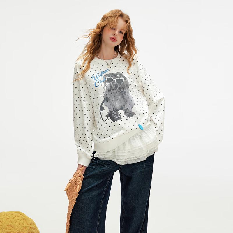 unifree Свитшот с круглым вырезом и щенком в горошек