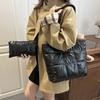 Puffer Tote Bag Women Quilted Shoulder Bag Glossy Puffy Handbag Lightweight Zip Closure Purse for Work Travel Gym Shopping