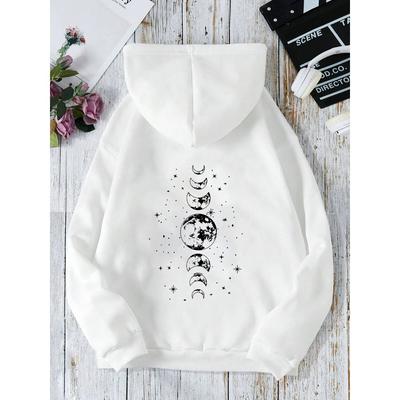 Новые худи с разными лунными принтами, худи с принтом спереди и сзади, женская одежда, высокая улица