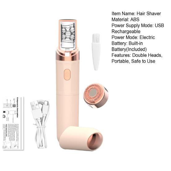Электробритва с двумя головками, перезаряжаемая через USB, водонепроницаемая, портативная, для мужчин, женщин, лица, тела, зоны бикини, рук, ног, удаление волос, эпилятор, бритва, триммер