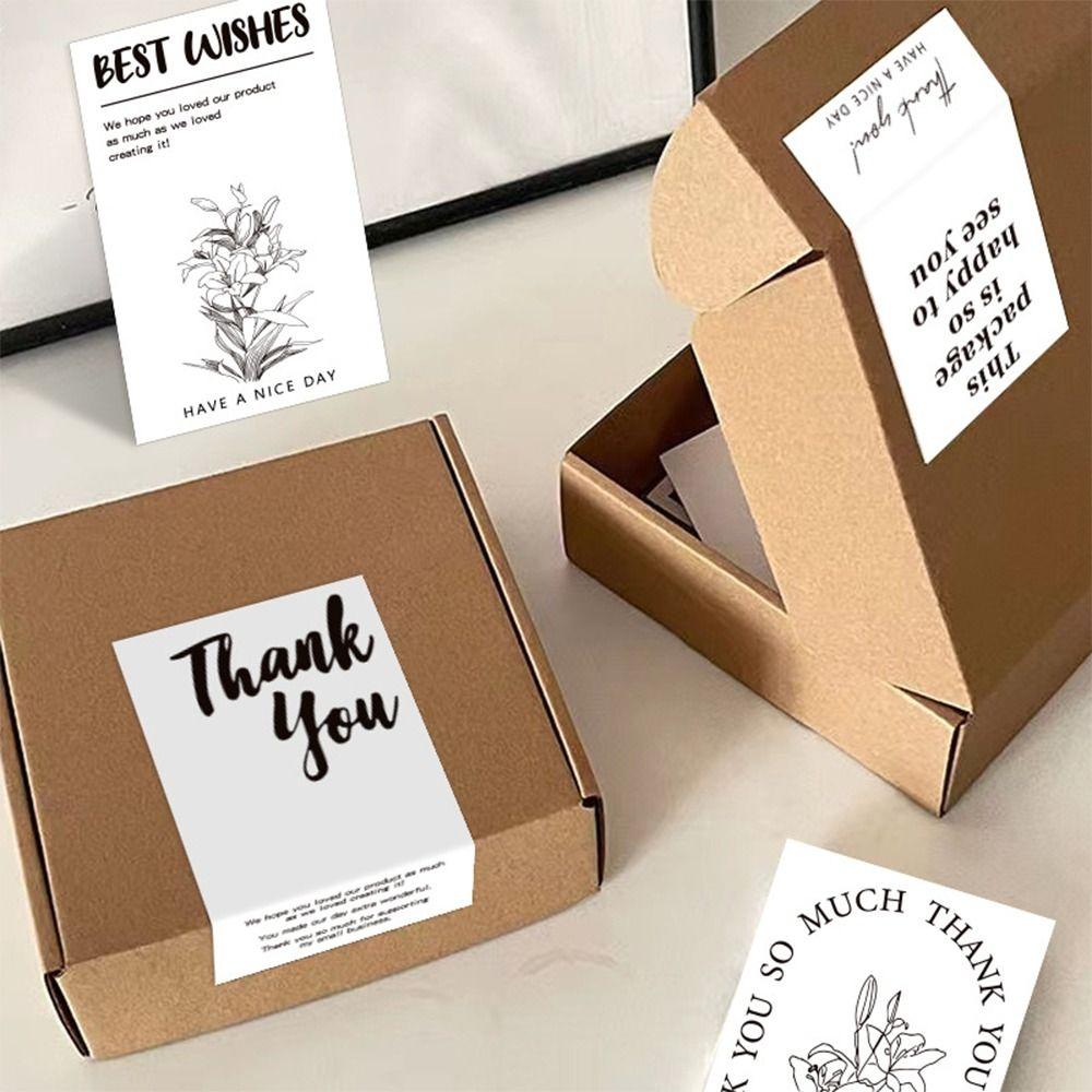 50PCS Commodity Packaging Thanks Decals 5.4*9cm Flower Sealing Labels Event