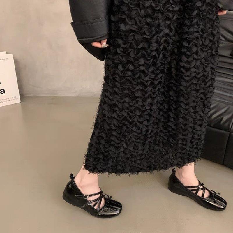 Fashion Autumn New Inner Elevating Flat Shoes Women's Square Head Shallow Mouth Butterfly Knot Line with Soft Sole Single Shoes