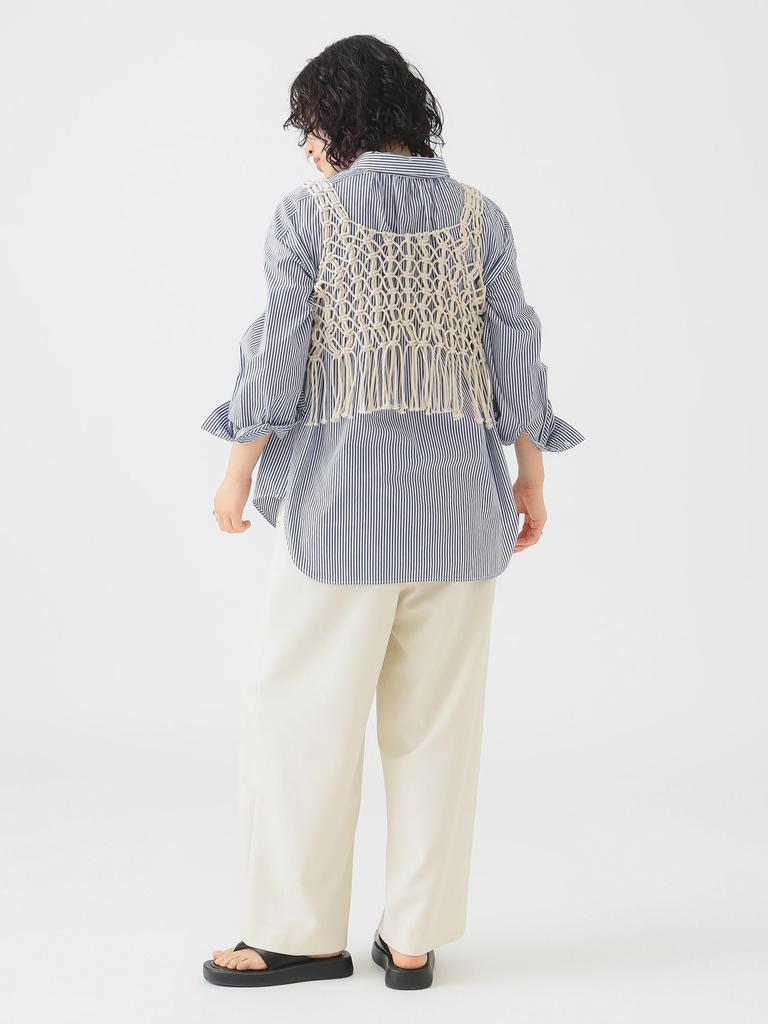 В:MING LIFE STORE от BEAMS Вязаный жилет S/S, Макраме-бюстье 2-в-1, Женский, IVORY, Один размер