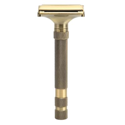 Ручной триммер для бороды с двойным лезвием и длинной ручкой, многоразовый, мужской, портативный, металлический, безопасный, для стрижки бороды