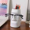 Resin Desk Organizer Abstract Face Statue Eyeglass Holder And Pen Holder, Modern Art Novelty Gift for Men Office, Home Decor, Makeup Brush Stationery