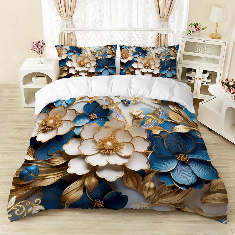 3D Цифровая печать Трехмерный цветок Сделай сам Пододеяльник Трехпредметное постельное белье