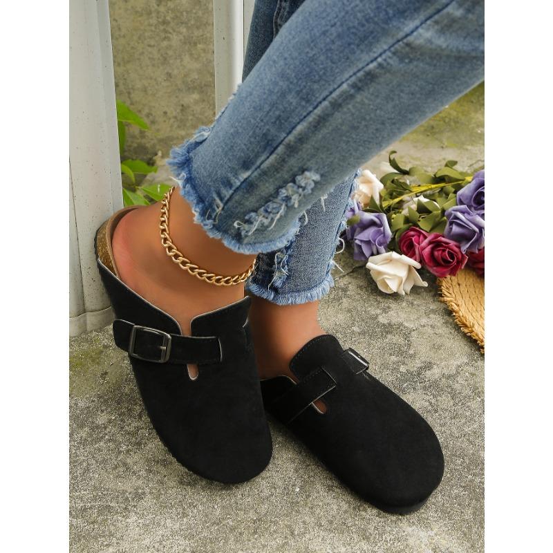 Fashion Autumn Women's Flat Cork Clogs Shoes Fashion Closed Toe Suede Platform Slippers for Women Outdoor Casual Slides Shoes Zapatos