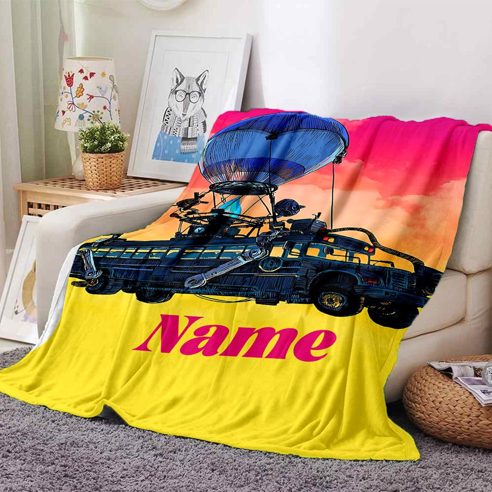 Custom Name Rainbow Fox Adventure blanket for Couch & Bed, Plush Cozy Fuzzy Blanket Super Soft & Warm Blankets for Fall and Winter. 0908190