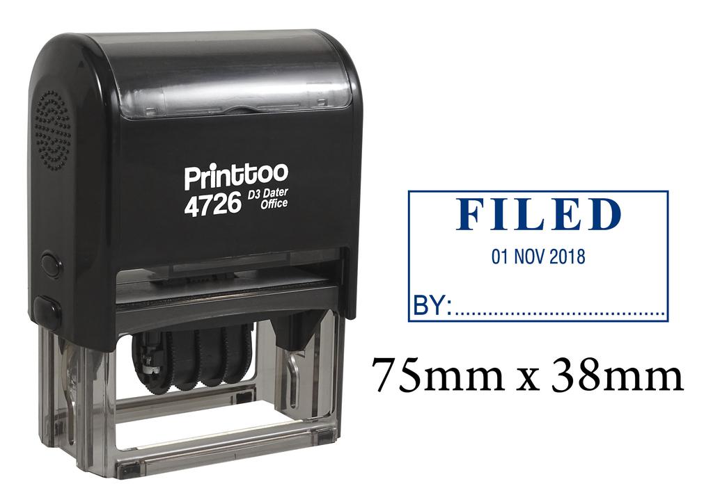 Printtoo Office Stationery Dater Stamp With Filed By Text Date Self Inking Rubber