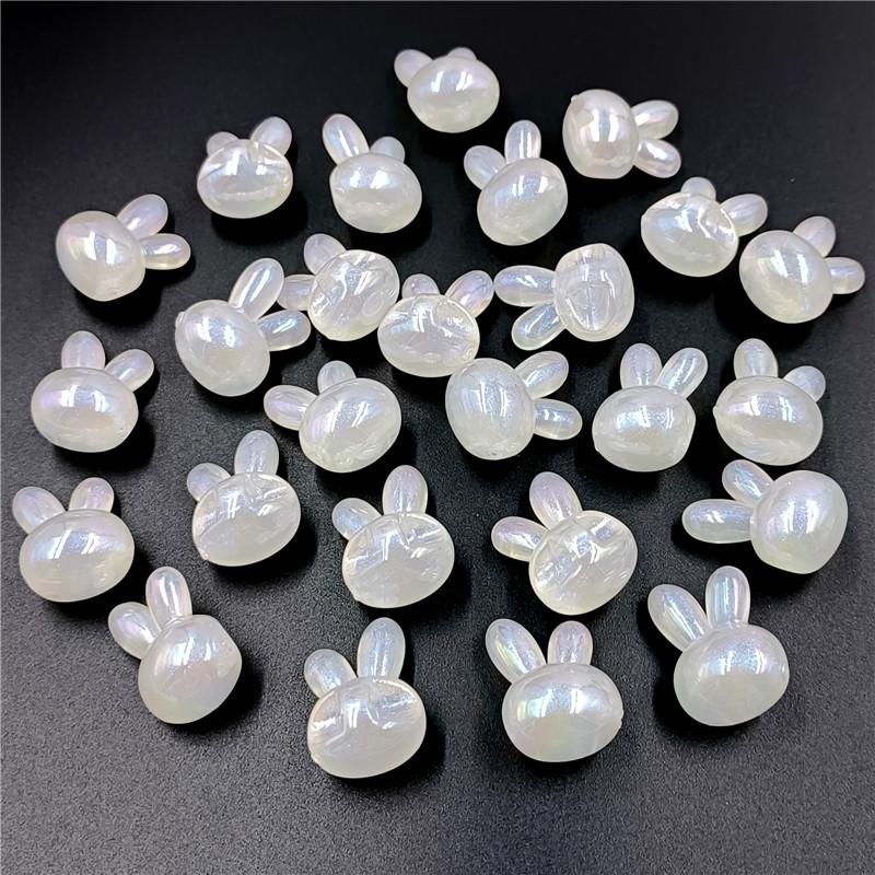 Бусины с УФ-покрытием в виде головы кролика, 5 шт., креативный бисерный материал, отверстие сзади, тонкая вспышка, браслет, ожерелье, ювелирные изделия, аксессуары, бусины