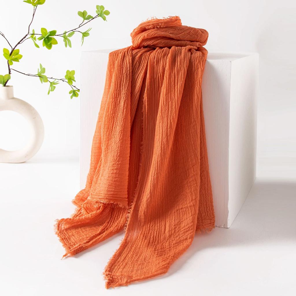 Spring and summer sunscreen scarf imitation cotton and linen solid color simple shawl women's high-end silk scarf yarn headscarf women's cross-border