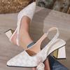 Women's High Heels 2025 New Fashion Pointed Toe Shallow Chunky Heels Classic Outdoors Concise Slingbacks Shoes for Sandals