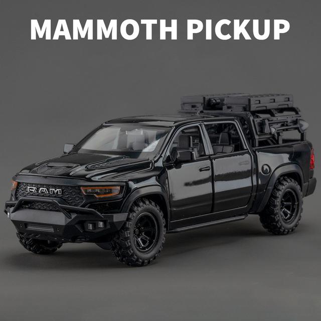 2025 Новый 1:32 Dodge RAM 1000 TRX Mammoth Picku Модель легкосплавного автомобиля со звуком и светом, детская игрушка для коллекционирования, подарок на день рождения