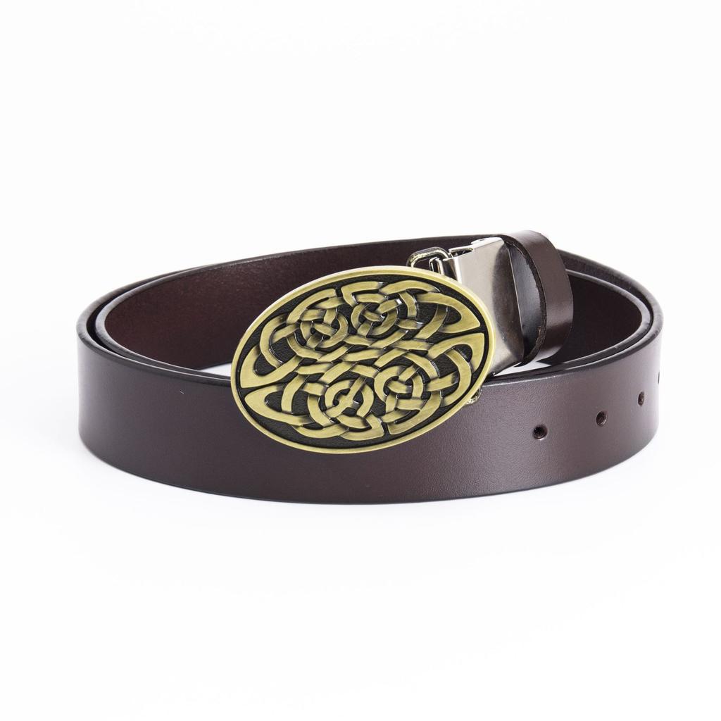 Модный новый мужской ремень из натуральной кожи в стиле ретро с гладкой пряжкой