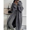 Sweater Jacket for Women In Autumn and Winter, Lazy Trend, Mid To Long Style, Over The Knee, Loose and Versatile, Base, Long Sleeved Knit Cardigan