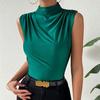 Women's Summer Knit Swing Neck Sleeveless Solid Colour Top