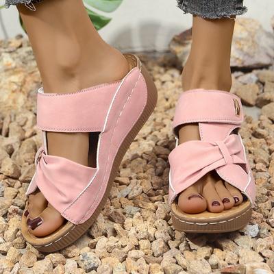 Туфли Xia Po и Velcro Римские сандалии с рыбьим ртом Большие сандалии на толстой подошве для женщин